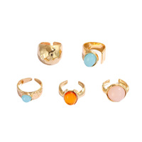 Productos de Joyería Populares 2026: Anillos de Moda de Aleación Baratos en Tendencia, Diseños Mixtos, Venta al por Mayor, Set de Anillos Irregulares con Gemas Acrílicas