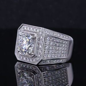 Starsgem anillos de oro blanco 9K 10K REAL 3 quilates DE VS laboratorio redondo crecido Diamante Suelto hpht CVD Diamant hombres anillo de oro con diamantes - Product Image 3