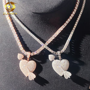 Lulus penguji berlian panah hati 925 perak murni es kustom Moissanite Hip Hop liontin untuk rantai tenis - Product Image 6