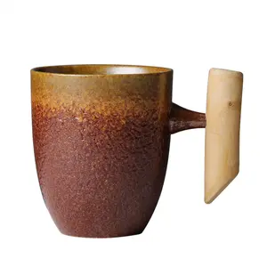 OEM Factory Price Durable Rust Glaze Handmade 310ml Ceramic Coffee Mugs with Handle