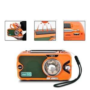 Retro Solar Emergency Radio, AM/FM/SW/NOAA with LED <b>Flashlight</b> & Reading Light - Product Image 4
