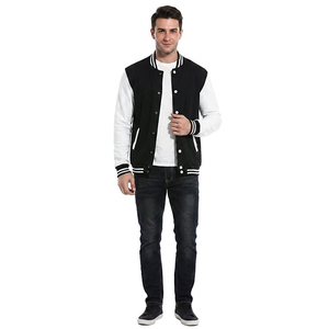 Oem Supplier Wholesale Custom Stand Front Casual Embroidery <b>Long</b> Sleeve Streetwear Bomber Baseball Cotton <b>Men</b> Varsity <b>Jacket</b> - Product Image 1