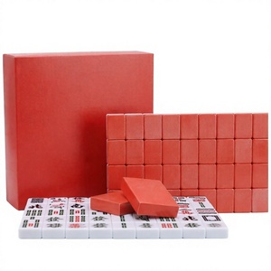 Juego de Mahjong de Melamina Rojo Brillante con Fichas de Dibujos Animados y Estuche de Almacenamiento para Jugar en Casa - Product Image 4