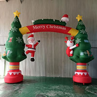 Arche gonflable de Noël Longgang 6m en tissu Oxford résistant au soleil avec Père Noël et sapin pour la promotion et la décoration des centres commerciaux