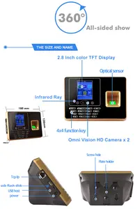 クラウドベースのソフトウェアwifiを備えたパンチカード生体認証顔認識指紋時間出席マシン