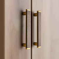 Pegangan dan Kenop Pintu Lemari Dapur Modern, Furnitur Kayu Walnut Hitam