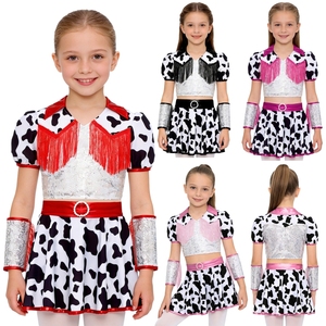 Disfraz de Vaquera para Niñas de 4 a 14 Años, Conjunto con Top Corto, Falda y Puños para Fiestas de Disfraces, Eventos Temáticos y Actuaciones - Product Image 1