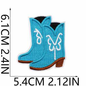 New Iron on Embroidered Sea Theme Howdy <b>Shell</b> Wave <b>Crab</b> Boots Coastalcowgirl Patch for Clothing Hat Bag Decoration - Product Image 6