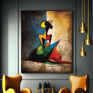 Poster Astratto Geometrico di Donna, Dipinto a <span class=keywords><strong>Olio</strong></span> su Tela Fatto a Mano, Arte Impressionista, Quadro da Parete per Soggiorno e Arredamento Casa - Product Image 2