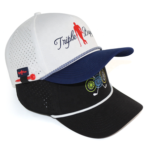 قبعة رياضية مخصصة HS51 من 5 قطع مصنوعة من البوليستر مقاومة للماء بتصميم ليزر مثقب مع حامل للكرة - Product Image 5