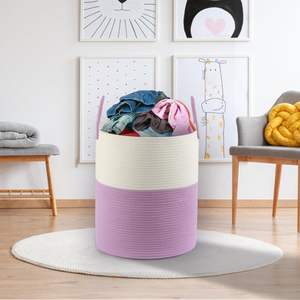 <span class=keywords><strong>Cesto</strong></span> <span class=keywords><strong>de</strong></span> lavandería 52L Contenedor <span class=keywords><strong>de</strong></span> almacenamiento <span class=keywords><strong>de</strong></span> <span class=keywords><strong>ropa</strong></span> <span class=keywords><strong>sucia</strong></span> plegable Diseño <span class=keywords><strong>de</strong></span> doble color <span class=keywords><strong>para</strong></span> niña adolescente Organizador púrpura Cuerda <span class=keywords><strong>de</strong></span> algodón Cestas <span class=keywords><strong>de</strong></span> lavandería - Product Image 6