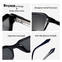 Boyarn Trendy TR90 + CP Rectangle Shades Custom Square Luxury High Quality Thick Retro Small Frame Square Lunettes de soleil pour hommes