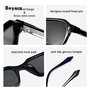 Boyarn Trendy TR90 + CP Rectangle Shades Custom Square Luxury High Quality Thick Retro Small Frame Square Lunettes <span class=keywords><strong>de</strong></span> <span class=keywords><strong>soleil</strong></span> pour hommes - Product Image 6