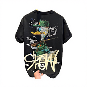 T-shirt Homme QZFSO Personnalisé avec Logo du Fabricant, Imprimé Graphique Vieilli, 220g Spandex/Coton, Délavé à l'Acide, Coupe Boxy Courte et Oversize - Product Image 4