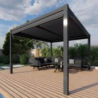 Pergola de jardin à toit rigide en polycarbonate, double toit, structure en aluminium thermolaqué, résistante aux intempéries et aux UV, robuste, vente en gros