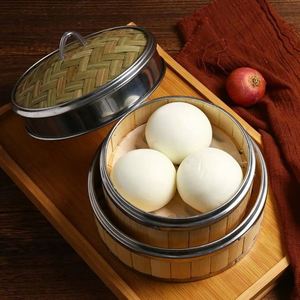 Cuiseur vapeur en bambou à 2 niveaux Machine à <span class=keywords><strong>couscous</strong></span> 3 en 1 Marmite à gaz à main 28cm Acier tissé Vapeurs 15cm - Product Image 2