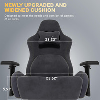 Chaise de jeu noire Chaise de bureau ergonomique en tissu de qualité supérieure Chaise pivotante de jeu 2D respirante avec repose-pieds réglable