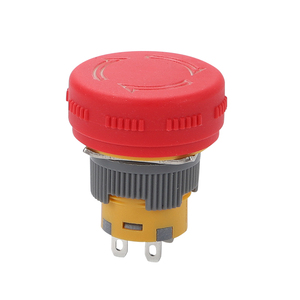 Bouton d'urgence rouge 1NO1NC à tête champignon avec borne à broche et interrupteurs à bouton-poussoir en plastique de 16 mm, courant 3A, tension 250V - Product Image 1