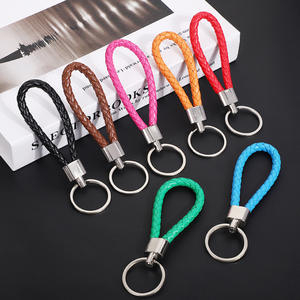 Creative hand woven PU leather rope keychain accessories - Product Image 3