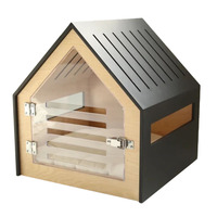 Maison moderne en bois pour chien et chat avec porte en acrylique