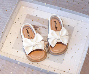 <span class=keywords><strong>Sandales</strong></span> pour fillettes 2026, <span class=keywords><strong>sandales</strong></span> de plage antidérapantes blanches et roses avec nœuds pour petites filles - Product Image 5