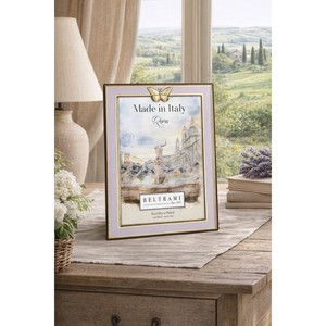 Beltrami Photo <b>Frame</b> 4x6 Real Silver Plated Made In Italy Roma Butterfly Decorative <b>Metal</b> <b>Frame</b> - Product Image 2