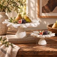 Ensemble de bols à fruits en céramique crème avec un design sculptural cannelé, bols décoratifs pour la décoration moderne de la maison