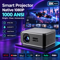 Projecteurs intelligents 4K Android TV, 300 pouces, vidéo HD 1080P native, mise au point automatique avec haut-parleurs HiFi, équipements de présentation