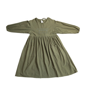 Adult Apron With Sleeves A-Line Embroidered Cotton Linen Breathable Kitchen Art Work Wear Dark Green Brown Ginger Yellow - Product Image 5