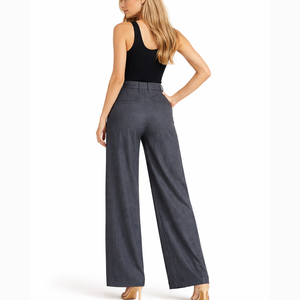 <span class=keywords><strong>Pantalon</strong></span> large en <span class=keywords><strong>lin</strong></span> mélangé pour <span class=keywords><strong>femme</strong></span>, taille haute, coupe décontractée, idéal pour le bureau, personnalisable OEM ODM - Product Image 2