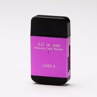 Lector de Tarjetas de Memoria USB 2.0 Externo Todo en Uno, Adaptador de Aleación de Aluminio para Tarjetas de Memoria TF, M2, MS y SD
