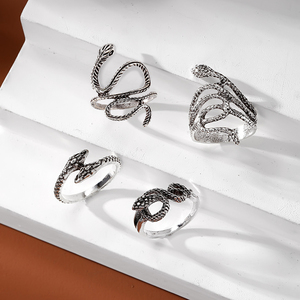 Fashionable Vintage <b>Snake</b> <b>Ring</b> Set for Women Serpent Jewelry <b>Silver</b> Color <b>Snake</b> Serpent <b>Ring</b> Piece Set - Product Image 5
