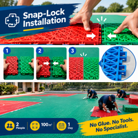 Revêtement de sol sportif suspendu en PP à emboîtement, antidérapant, avec support amortissant, pour centre de jeux intérieur pour enfants, lot en gros