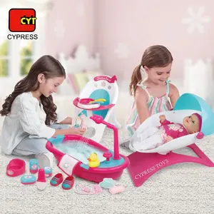 3 IN 1 Girl Toys Poupées 13 Pouces Pour Enfants Inclus Baignoire Et Chaise De Salle À Manger Lit Tournant