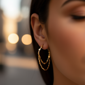 Orecchini a Cerchio in Lega di Zinco Placcati Oro, Stile Classico Unisex, Gioielli alla Moda con Finitura 18K, Accessorio Chic per Uso Quotidiano - Product Image 2