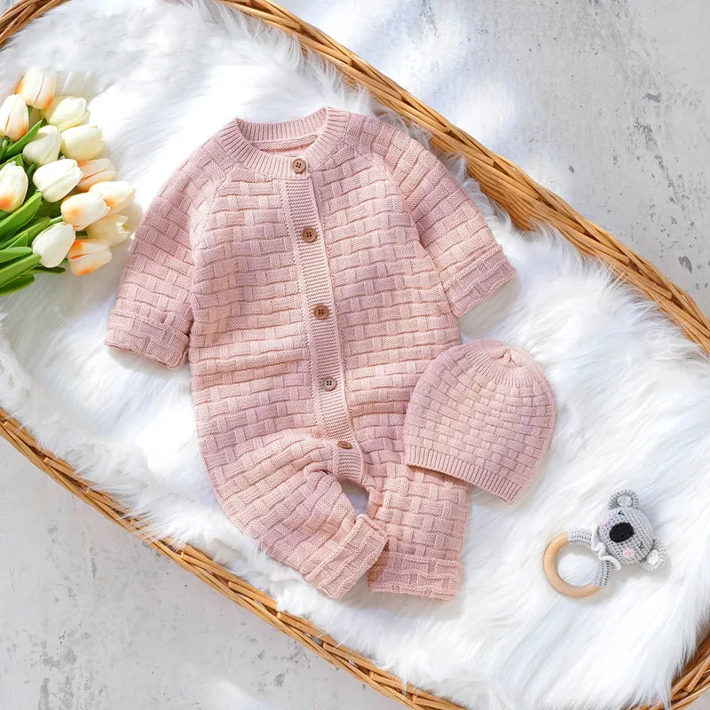 Soft Warm Cotton Long Sleeve Unisex Baby Clothes Newborn Infant Knit Romper Jumpsuit