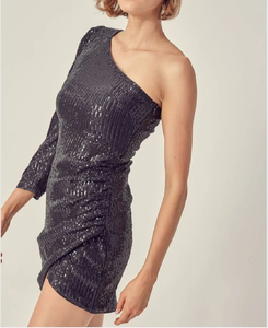 Gaun Pesta Musim Panas Elegan Model Satu Bahu Berpayet Sederhana dan Natural untuk Wanita Terbaru - Product Image 2