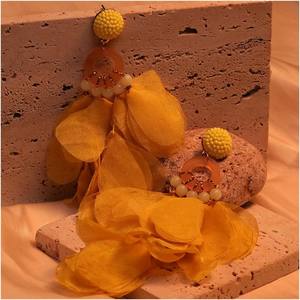 Elegante bohemio hecho a mano con cuentas pendientes tela multicolor flor pétalo borla pendiente colgante - Product Image 6