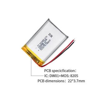 Pin Li-Polymer BW-523450 3.7v 1000mAh, dạng túi, có đầu nối PCB tùy chỉnh - Product Image 2