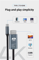 Câble tressé FJGEAR Type C vers HD 2.0 4K 60Hz UHD 3D USB C pour smartphone, ordinateur portable, téléviseur, projecteur, divertissement au bureau