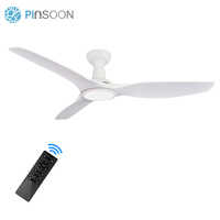 Ventilateur de plafond intérieur minimaliste noir mat de 52 pouces avec kit d'éclairage LED 24W, 3 pales, télécommande, 110-240V