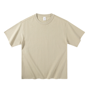 เสื้อยืดคอกลมโอเวอร์ไซส์สีดำสำหรับผู้ชาย ผ้าคอตตอนถัก 100% พิมพ์ลายดิจิทัล สั่งทำโลโก้ได้ตามต้องการ ขายส่ง หนา 400 GSM ทรงหลวม - Product Image 1