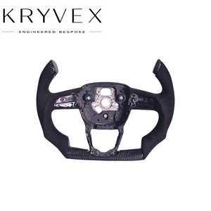 พวงมาลัย Kryvex สำหรับ Audi C8 B9.5 ทุกรุ่น ปี 2016-2026 ทำจากไม้พีชหุ้มหนัง + คาร์บอนไฟเบอร์ เย็บมือ - Product Image 6