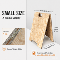 Papan Iklan Kayu A-Frame Custom dengan Cetak UV, Penutup Vinyl Tahan Air, Lapisan Powder Coating, Model Berdiri di Lantai