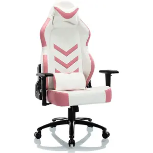 ผู้ผลิตที่ดีที่เท้าแขน 4D fotel gamingowy เบาะโฟมความหนาแน่นสูงเก้าอี้คอมพิวเตอร์โลโก้ปักเก้าอี้เล่นเกมโปรสีชมพู