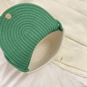 Floral <b>Straw</b> Woven Bucket <b>Bag</b> Green White Handmade Crossbody Shoulder <b>Bag</b> For Women Summer Portable Everyday Use - Product Image 4