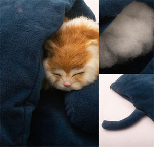 Cordero invierno lindo gato saco de dormir extraíble lavable cálido semicerrado edredón mascotas perros todas las estaciones tejido gato cama de pared - Product Image 6