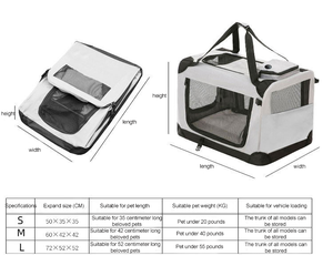 Petopia Porte-chien et chat réglable <span class=keywords><strong>Cage</strong></span> de camping portable en maille avec fermeture à glissière Sac de voyage souple pour animaux de compagnie - Product Image 3