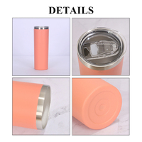Gobelet isotherme mince de 20 oz avec logo personnalisé, en acier inoxydable 304 à double paroi, isolé sous vide, avec couvercle, pour les voyages et l'usage quotidien