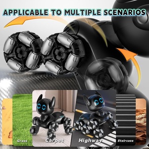 4DRC Y9 Robot Chien Télécommandé avec Capteur de Montre, Rotation <span class=keywords><strong>à</strong></span> une Touche, Voiture Télécommandée 2.4Ghz, 8 Roues, <span class=keywords><strong>Jouet</strong></span> Animal <span class=keywords><strong>Mécanique</strong></span> <span class=keywords><strong>à</strong></span> Induction Tactile pour Cascades - Product Image 4